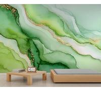 BEQUTIY Elegant Green Agate Abstract Bedroom Wallpaper, Large-Scale Resin-Inspired Mural, Easy to Install Wall Decor for Modern Homes 100x100cm (Not Self-Adhesive)