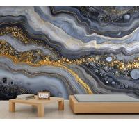 BEQUTIY Elegant Grey Agate Abstract Bedroom Wallpaper, Large-Scale Layered Resin-Inspired Mural, Easy to Install Wall Decor for Modern Homes 150x105cm (Not Self-Adhesive)