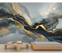 BEQUTIY Elegant Grey Black & Gold Abstract Bedroom Wallpaper, Large-Scale Resin-Inspired Mural, Easy to Install Wall Decor for Modern Homes 100x100cm (Not Self-Adhesive)