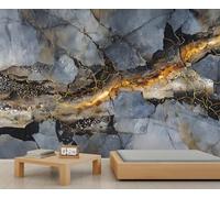 BEQUTIY Elegant Grey Cracked Stone Abstract Bedroom Wallpaper, Large-Scale Inspired Textured Mural, Easy to Install Wall Decor for Modern Homes 300x230cm (Not Self-Adhesive)