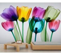 BEQUTIY Elegant Multicolor Tulip Floral Abstract Bedroom Wallpaper, Large-Scale Floral Inspired Mural, Easy to Install Wall Decor for Modern Homes 280x200cm (Not Self-Adhesive)