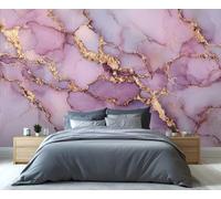 BEQUTIY Elegant Pink Purple & Gold Abstract Bedroom Wallpaper, Large-Scale Agate-Inspired Mural, Easy to Install Wall Decor for Modern Homes 100x100cm (Not Self-Adhesive)