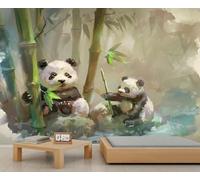 BEQUTIY Fantasy Panda Forest Wall Mural, Animal-Inspired Home Decoration, Waterproof & Durable Mural for Bedroom & Hallway 100x100cm (Not Self-Adhesive)