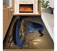 BEQUTIY Halloween Rug Wizard Hat Fantasy World Rug for Living Room Magic Castle Rugs 160x230 Machine Washable Non Slip Carpet for High-Traffic Area