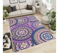 BEQUTIY Indoor Rugs Large Size 80X150Cm Retro Mandala Pattern 3D Rug, Purple Ethnic Style Carpet, Easy Clean With Rubber Backing, Suitable For Children'S Rooms Bedrooms Carpet