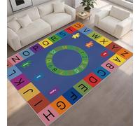 BEQUTIY Kids Educational Rug 240 x 300 cm with Alphabet & Numbers, Interactive Learning Carpet for Toddlers, Soft Non-Slip Play Area Rug for Nursery, Bedroom & Classroom, Colourful Kids Floor Decor
