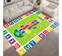 BEQUTIY Kids Hopscotch Game Area Rug 60 x 90 cm, ABC Alphabet Numbers Learning Carpet for Kids Playroom, Nursery Bedroom Non Slip, Washable Large Floor Play Mat for Early Education, Toddlers Girls