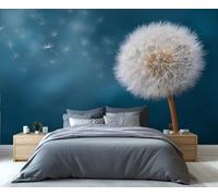 BEQUTIY Large-Scale Dandelion Seed Head Mural, Blowing Seeds & Dreamy Sky Wallpaper, Stylish Nature-Inspired Decor for Any Room 200x140cm (Not Self-Adhesive)