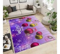 BEQUTIY Living Room Rug Large Size 120X170Cm Christmas Snowflakes Childrens Rugs, Purple Light Ball Background Carpet, Washable Non Slip Soft Carpet, For Living Room Bedroom Home Decor Floor Mats