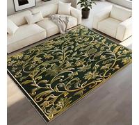 BEQUTIY Luxury Baroque Carpet 90 x 120 cm, Traditional Forest Green & Gold Floral Area Rug, Royal Decor Rug for Low Pile Mat Non-Shedding Non Slip Rugs, for Doormat Entrance Living Room