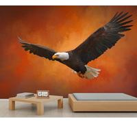 BEQUTIY Majestic Bald Eagle Wall Mural, Dynamic Flying Pose Art Wallpaper, Bold Decor for Living Room & Office 250x175cm (Not Self-Adhesive)