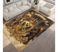 BEQUTIY Medieval Heraldry Area Rug, Vintage Double-Headed Eagle Crest Carpet, Castle Hall Decor Floor Mat Royal Heritage Shield Rugs, Sound Insulation Washable Rug for Man Cave Library （120 x 180 cm）