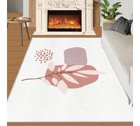 BEQUTIY Mid-Century Purple-Pink Rug Natural Pink Colored Leaves Small Rugs Modern Style For A Girl's Room 50x80 Rug Minimalist Carpet Machine Washable Non Slip Carpet for High-Traffic Area