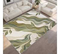 BEQUTIY Modern Sage Green Area Rug, Abstract Wavy Line Carpet 120 x 180 cm, Contemporary Emerald Green Flowing Pattern Machine Washable Rugs Non Slip Mat, for Kitchen Nursery Room Living Room