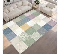 BEQUTIY Modern Scandi Geometric Patchwork Rugs 210 x 300 cm Multi-colour Block Living Room Carpet - Luxury Soft Textured Area Rug for Bedroom, Lounge & Modern Home Decor