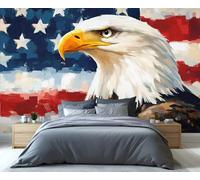 BEQUTIY Patriotic Bald Eagle Wall Mural - American Flag & Impressionistic Art for Living Room, Office & Americana Decor Enthusiasts 200x140cm (Not Self-Adhesive)
