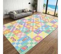 BEQUTIY Pink Rug for Living Room 90 x 120 cm Multi-colour Block Living Room Carpet - Luxury Soft Textured Area Rug for Bedroom, Lounge & Modern Home Decor