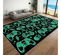 BEQUTIY Playroom Decor Area Rug 60 x 90 cm, Green Gaming CarpetTeens 3D Video Game Controller Room Rug for Machine Washable Mat Non Slip Rugs, for Gaming Room, Entrance to the Boys Bedroom