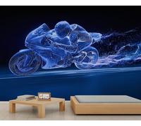 BEQUTIY Sci-Fi Motorcycle Speed Scene Wall Mural, Tech-Inspired Home Decoration, Waterproof & Durable Mural for Garage & Hallway 400x280cm (Not Self-Adhesive)
