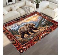 BEQUTIY Tribal Carpet 90 x 150 cm, Southwest Native American Area Rug, Aztec Brown Bear Themed Rug for Machine Washable Tear Resistance Rugs, for Kitchen Office Living Room