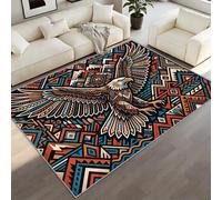 BEQUTIY Western Area Rugs, Boho Native American Indian Tribal Rug 90 x 120 cm, Feathered Eagle Pattern Rug Soft Touch for Machine Washable Non Slip Carpet, for Doormat Entrance Living Room