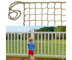 BERADNET Child Safety Net Protection Rope Net Safety Netting for Stairs Railing Balcony Cat Net Knotless Polyester Playground Safety Net Fence Net Brown(3X3m)