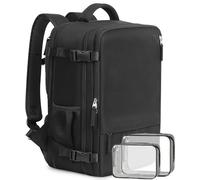 Beraliy Travel Backpack for Men, Large Carry On Backpack with USB Charging Port, Expandable Airplane Flight Approved, Black, Fashionable Travel Backpack