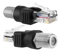 BERANMEY RF to RJ45 Converter Adapter, 2 Pack F Female to RJ45 Male Ethernet Adapter Coaxial Coupler Coax Straight Connector (Black)