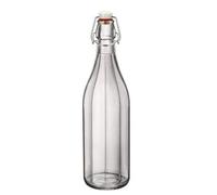 BERARDI Vintage Glass Bottles with Airtight Lids 1 Litre | Set of 6 Bottles of 1 Litre | Empty Glass Bottle for Water, Wine, Liquor Oil