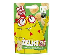 BeRAW! Kids Jelly Beans Banana with Crunch - Set of 10 x 35g, Vegan Gummies without Gelatin and Sugar, Source of Fiber, Fruit Snack with Rice Crunchies