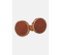 Berber Leather Men's Rose Gold Rhodium Leather Cufflinks Berber Leather Rose Gold One Size