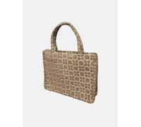 Berber Leather Moroccan Geometric Print Fabric Tote Bag in Grey - Grey
