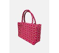 Berber Leather Moroccan Geometric Print Fabric Tote Bag in Pink - Pink