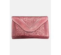 Berber Leather Small Leather Tri-Fold Purse Dark Red