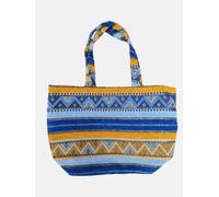 Berber Leather The Nador Large Expandable Fabric Tote in Blue and Yellow
