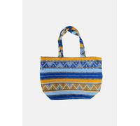 Berber Leather The Nador Small Expandable Fabric Tote in Blue and Yellow