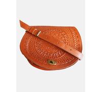 Berber Leather The Temara Embossed Saddle Bag in Light Brown - Light Brown