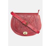 Berber Leather The Temara Embossed Saddle Bag in Red - Red