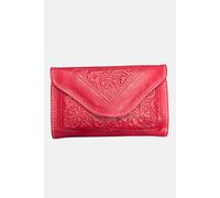 Berber Leather Women's Small Tri-Fold Embossed Leather Purse in Red Berber Leather Red One Size