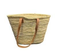 Berber Leather Women's 'The Safi' Large Rattan Tote Bag in Light Sand Berber Leather Light Sand