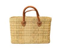 Berber Leather Women's 'The Safi' Medium Basket Tote in Light Sand Berber Leather Light Sand