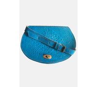 Berber Leather Women's 'The Temara' Embossed Leather Saddle Bag in Bright Blue Berber Leather Bright Blue One Size