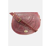Berber Leather Women's 'The Temara' Embossed Leather Saddle Bag in Dark Red Berber Leather Dark Red One Size