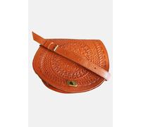Berber Leather Women's 'The Temara' Embossed Leather Saddle Bag in Light Brown Berber Leather Light Brown One Size