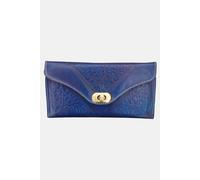 Berber Leather Women's Tri-Fold Embossed Leather Purse in Blue Berber Leather Blue One Size