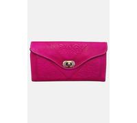 Berber Leather Women's Tri-Fold Embossed Leather Purse in Pink Berber Leather Pink One Size