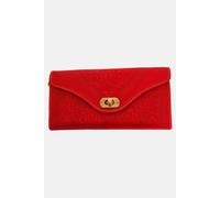 Berber Leather Women's Tri-Fold Embossed Leather Purse in Red Berber Leather Red One Size