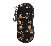 berbo Cute Brown Cartoon Owls Large Glasses Case,Durable Eyeglass Holder for Women with Hard Shell - Perfect for Travel and Daily Use, Black, Black, One size
