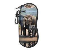 berbo Elephant and Baby Elephant Lightweight & Flexible Glasses Case for Women and Men - Spacious Hard Shell Eyeglass Case, Scratch-resistant, Black, One size