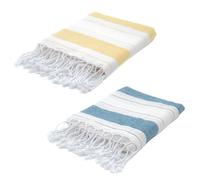 BERCA HOME 2 Pack Ephesus Turkish Beach Towel - Lightweight, Quick Dry, Sand Free - 100% Cotton Peshtemal Hammam & Bath Towel - 90x190 cm - Soft & Compact (Yellow & Petrol)